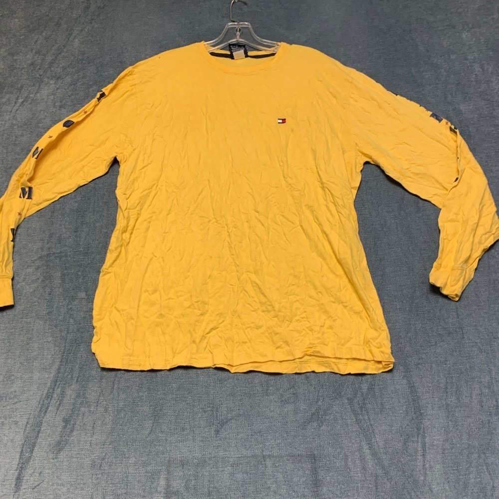 Vintage Tommy Hilfiger Naval Issue Long Sleeve Shirt Mens Large Yellow Pullover